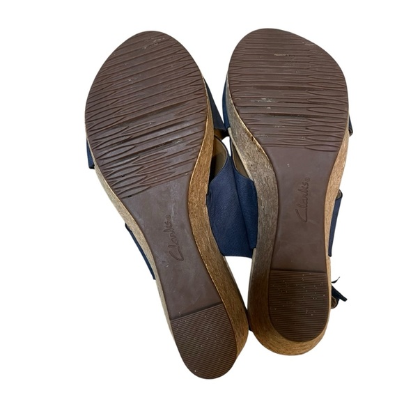 Clarks Collection Giselle Cove Wedge Sandals Womens 9 Blue Suede Slingback - Picture 7 of 9
